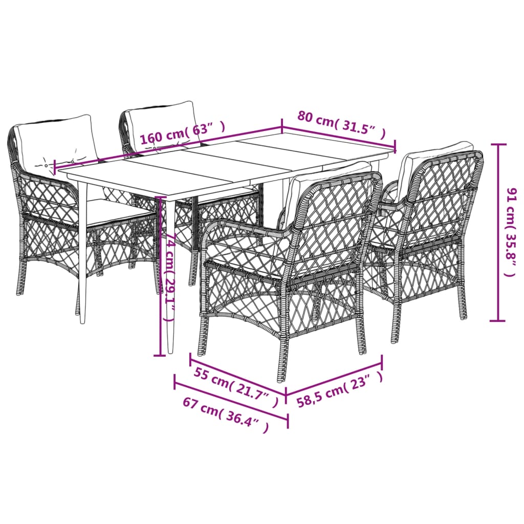 5-delige Tuinset met kussens poly rattan zwart is nu te koop bij PeponiXL, paradijselijk wonen!