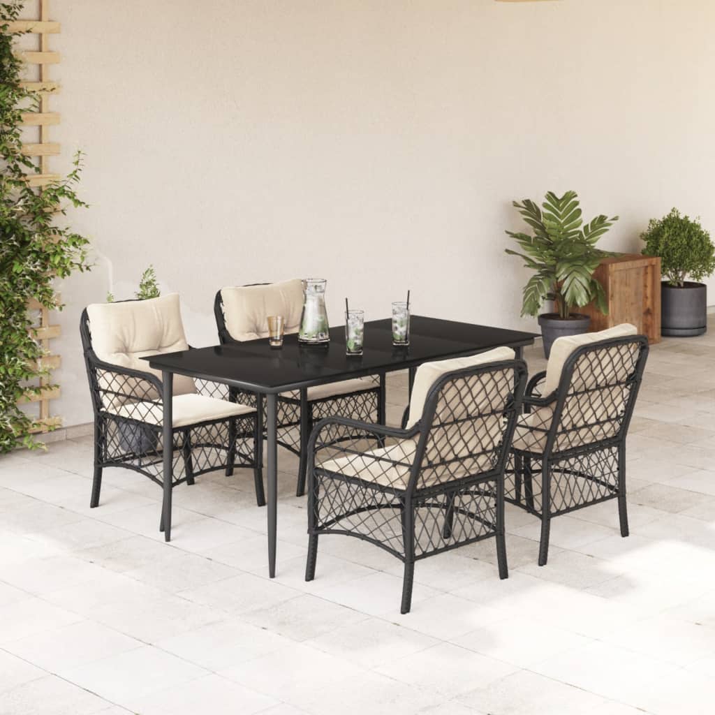 5-delige Tuinset met kussens poly rattan zwart is nu te koop bij PeponiXL, paradijselijk wonen!