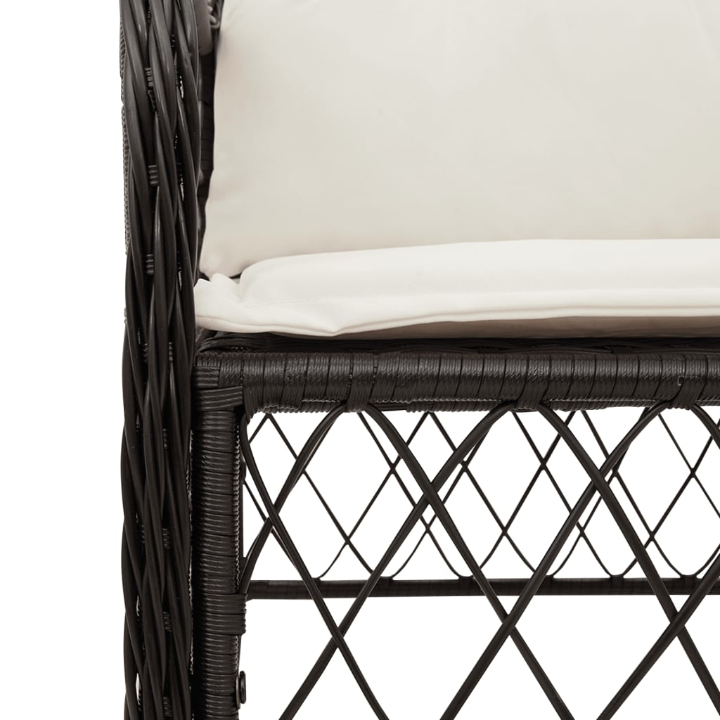 3-delige Bistroset met kussens poly rattan zwart is nu te koop bij PeponiXL, paradijselijk wonen!