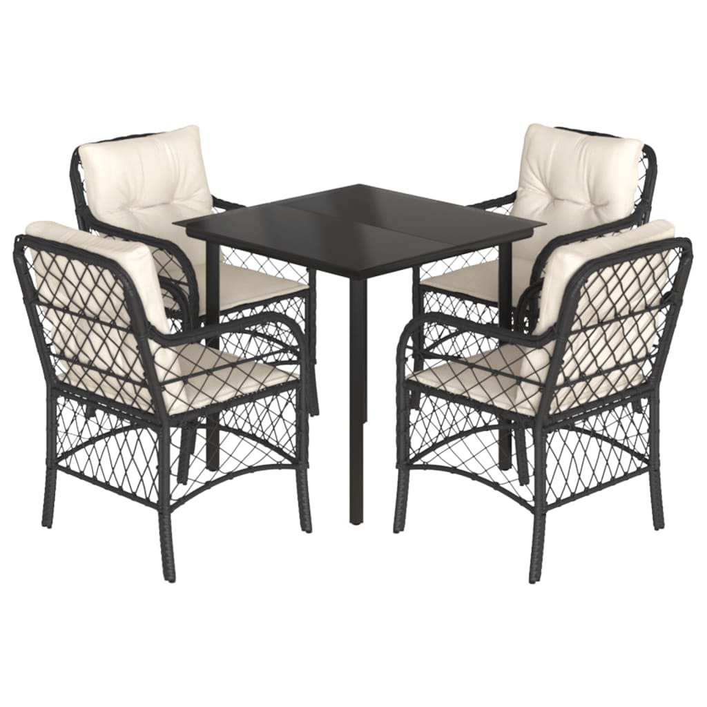 5-delige Tuinset met kussens poly rattan zwart is nu te koop bij PeponiXL, paradijselijk wonen!
