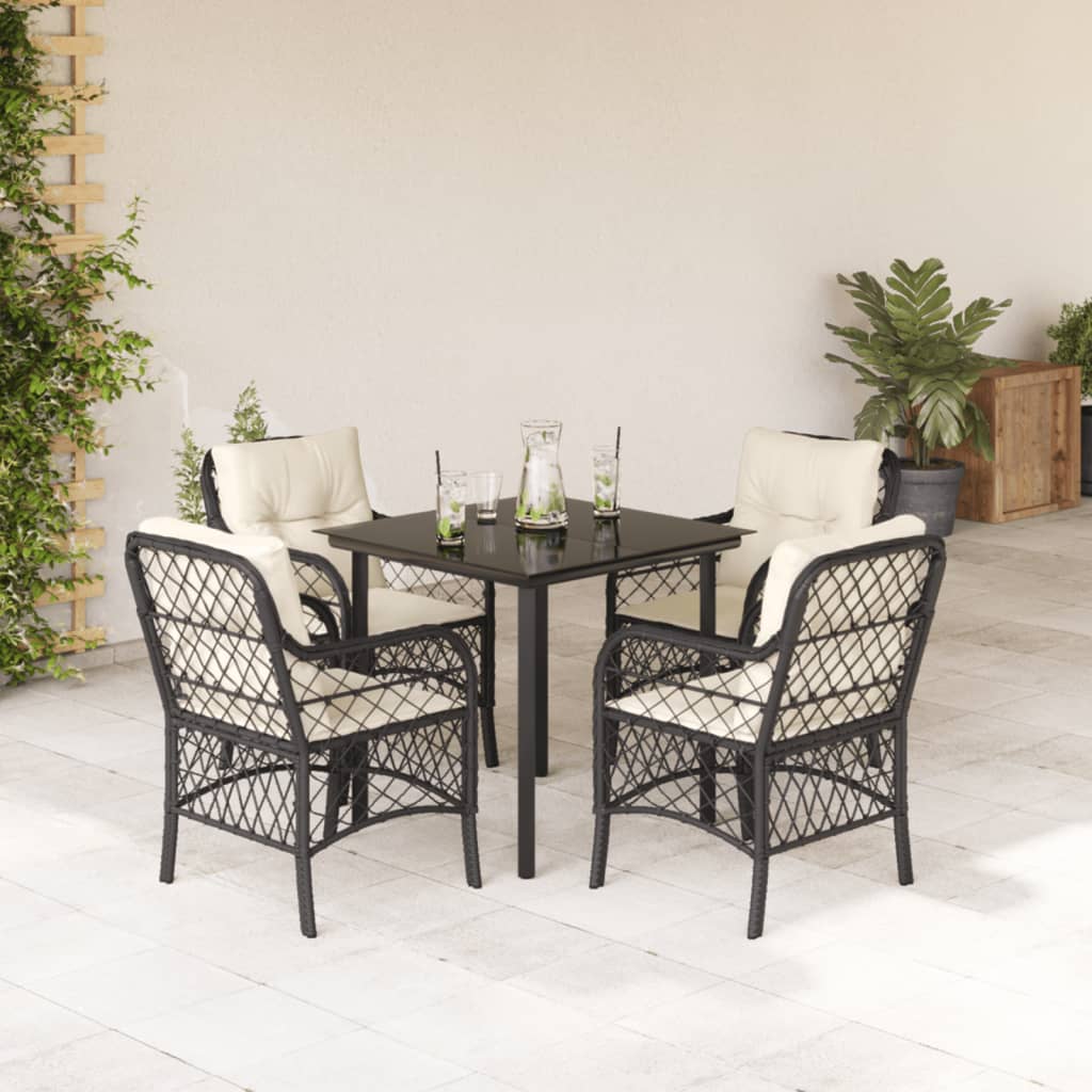 5-delige Tuinset met kussens poly rattan zwart is nu te koop bij PeponiXL, paradijselijk wonen!