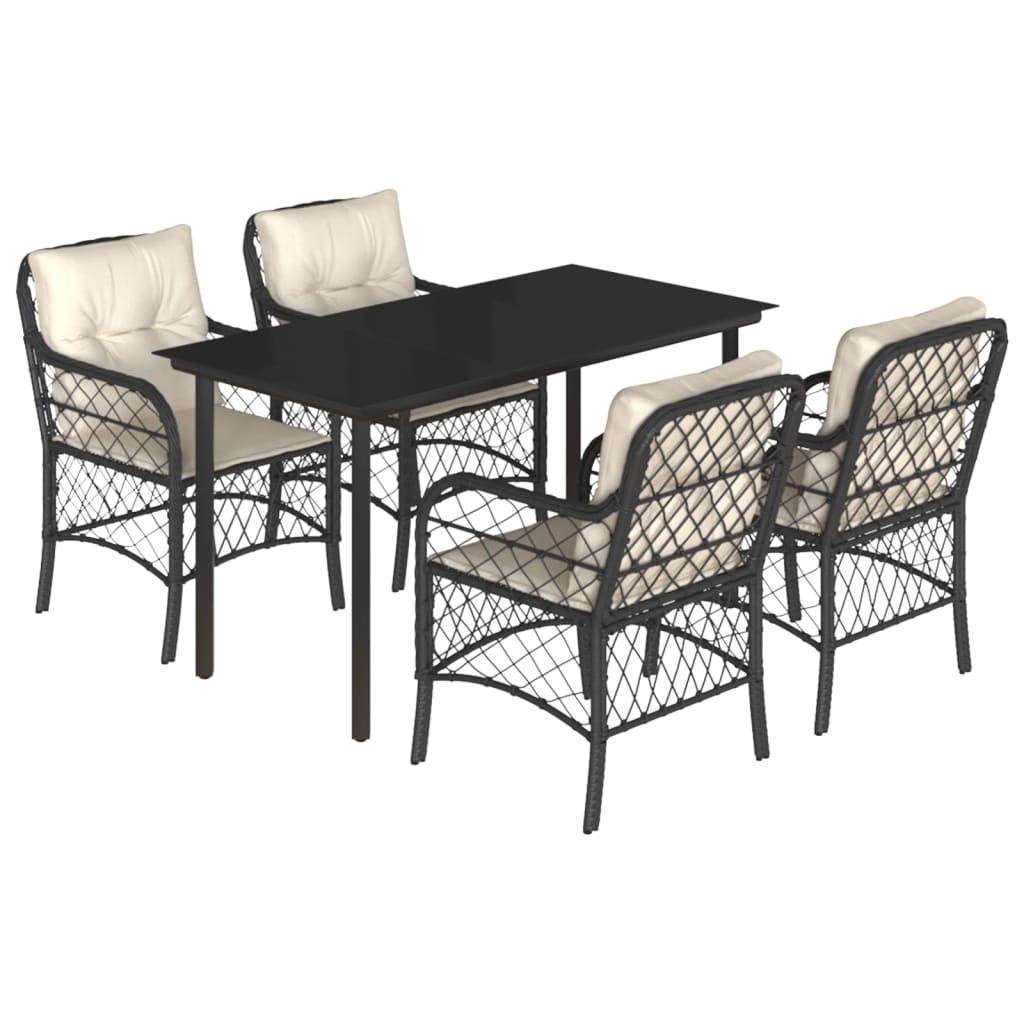 5-delige Tuinset met kussens poly rattan zwart is nu te koop bij PeponiXL, paradijselijk wonen!