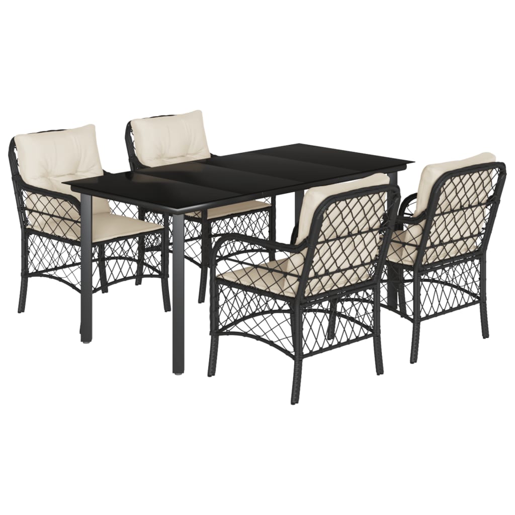 5-delige Tuinset met kussens poly rattan zwart is nu te koop bij PeponiXL, paradijselijk wonen!