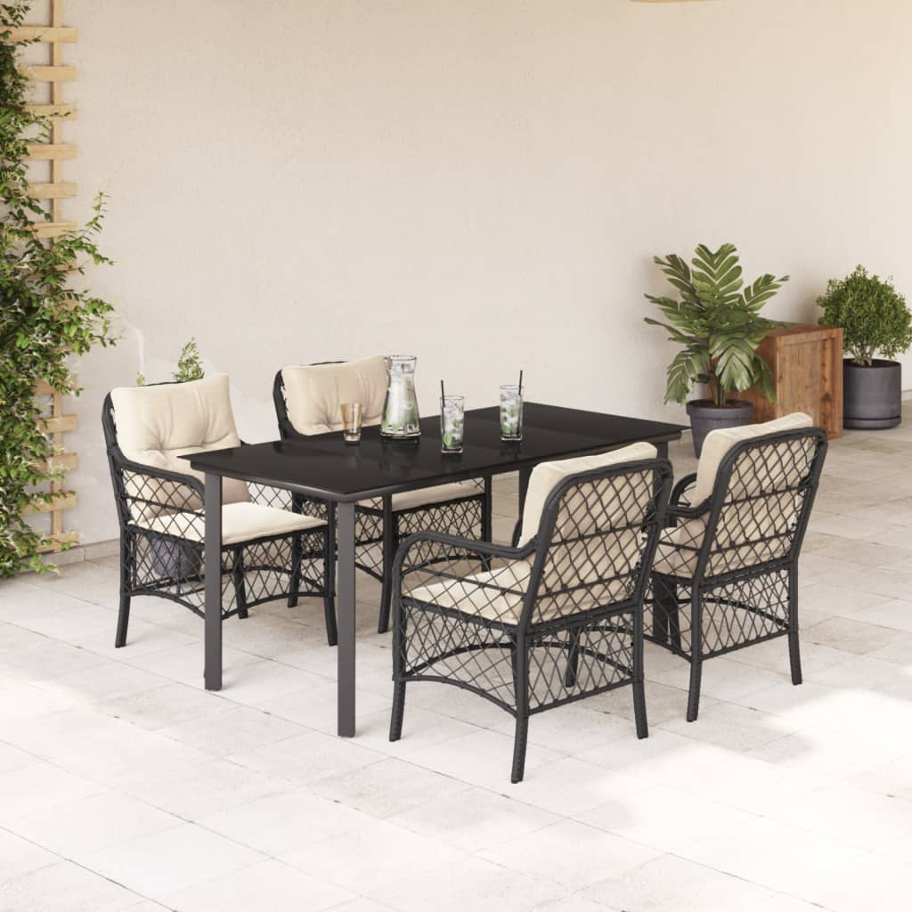 5-delige Tuinset met kussens poly rattan zwart is nu te koop bij PeponiXL, paradijselijk wonen!