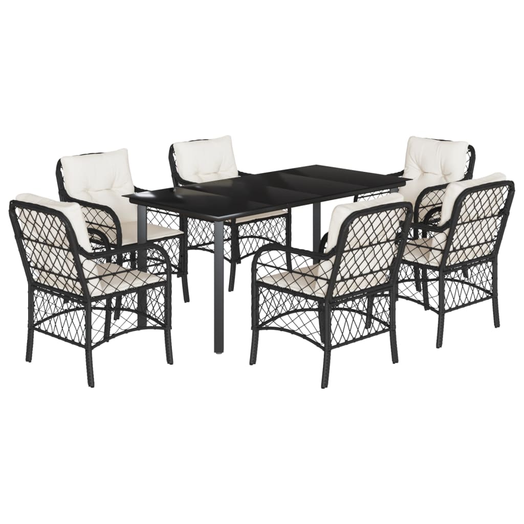 7-delige Tuinset met kussens poly rattan zwart is nu te koop bij PeponiXL, paradijselijk wonen!