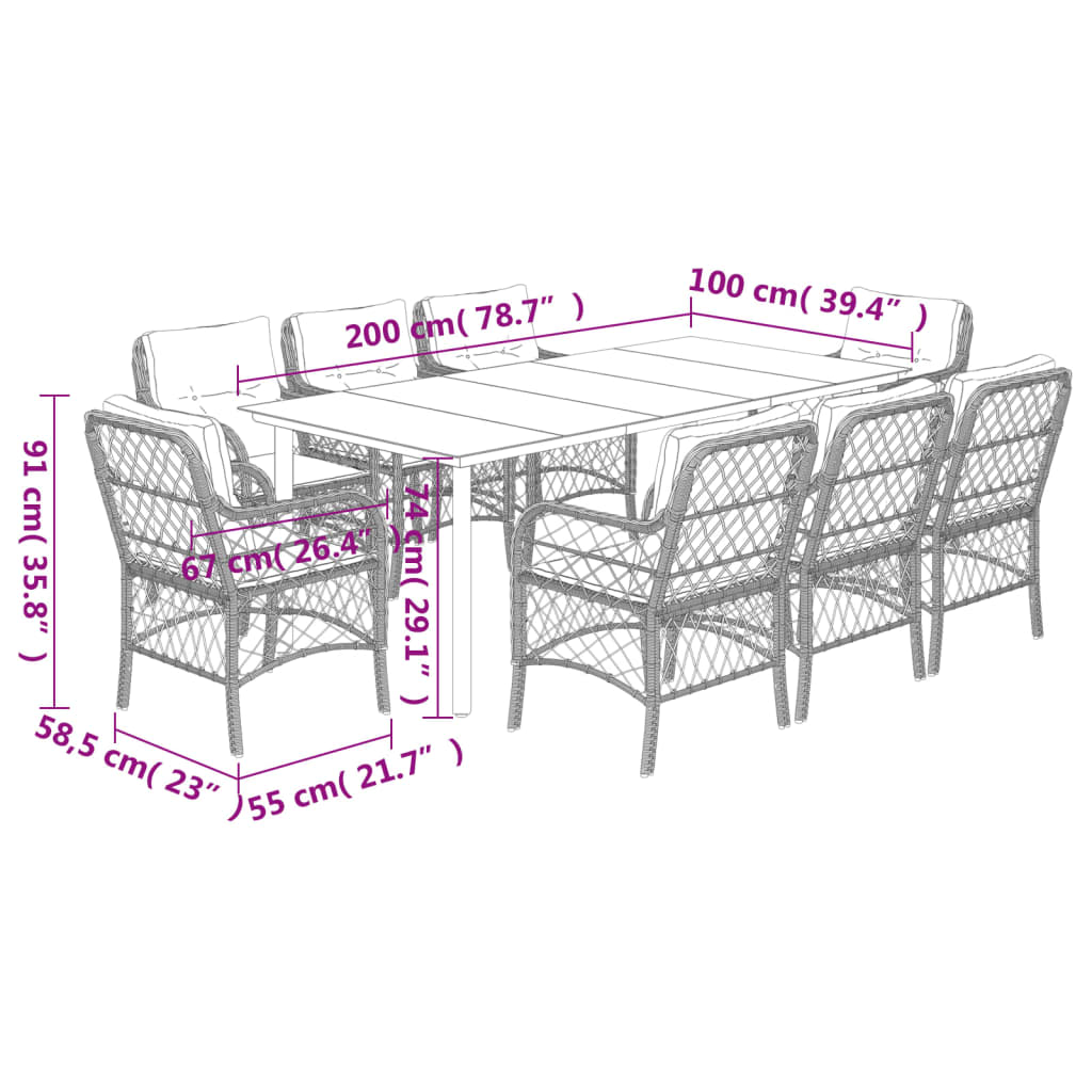 9-delige Tuinset poly rattan zwart is nu te koop bij PeponiXL, paradijselijk wonen!