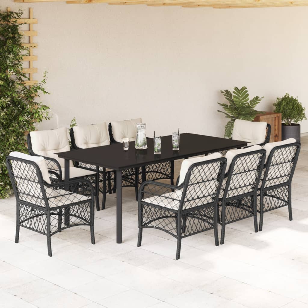 9-delige Tuinset poly rattan zwart is nu te koop bij PeponiXL, paradijselijk wonen!
