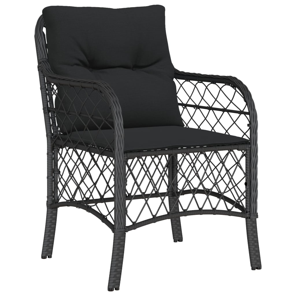 3-delige Bistroset met kussens poly rattan zwart is nu te koop bij PeponiXL, paradijselijk wonen!