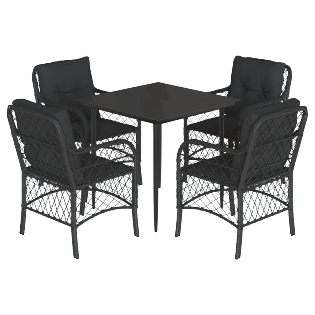 5-delige Tuinset met kussens poly rattan zwart is nu te koop bij PeponiXL, paradijselijk wonen!