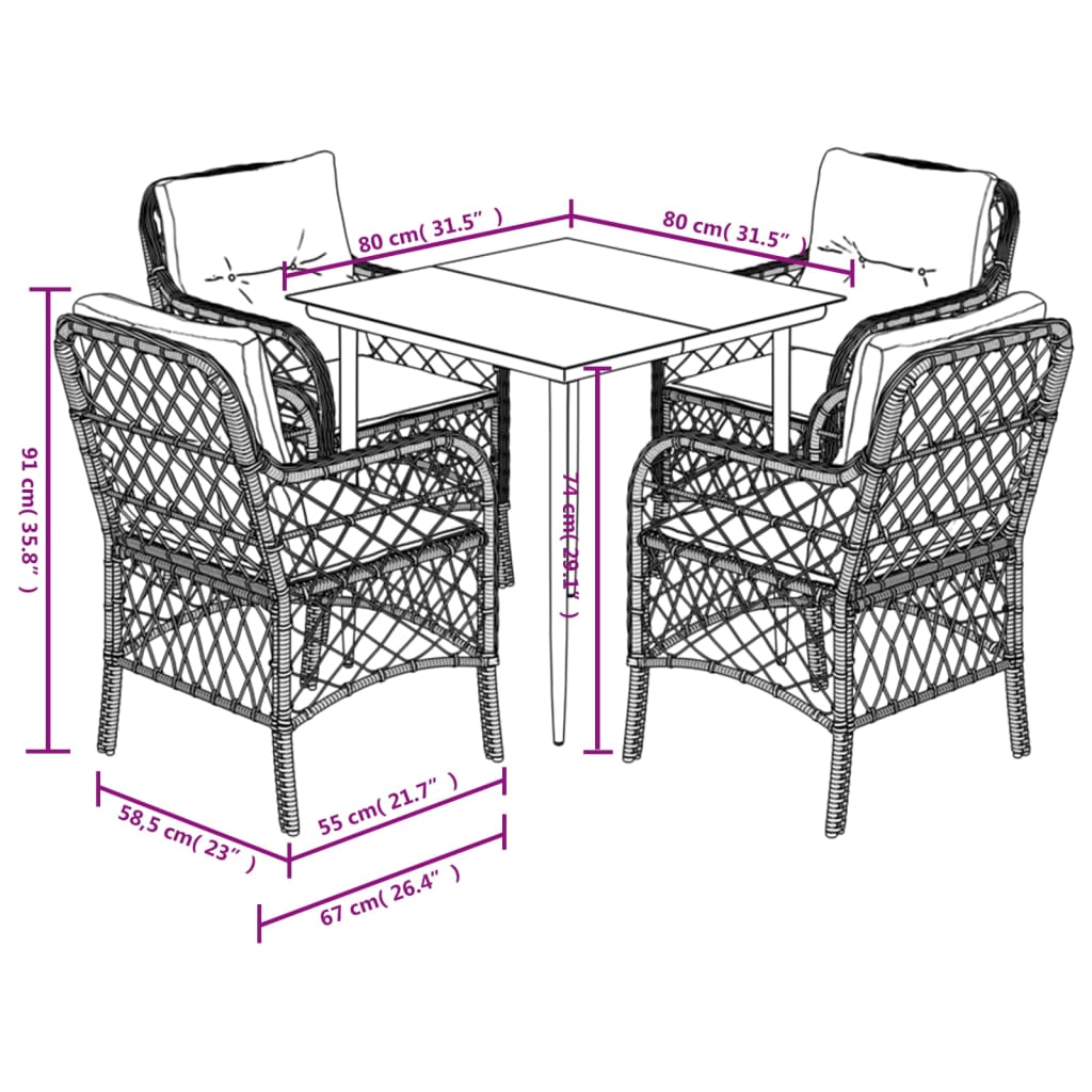 5-delige Tuinset met kussens poly rattan zwart is nu te koop bij PeponiXL, paradijselijk wonen!