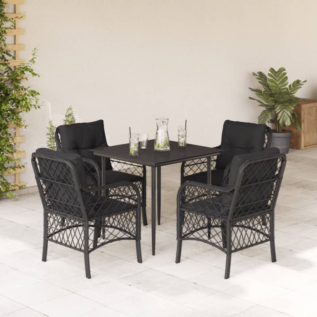 5-delige Tuinset met kussens poly rattan zwart is nu te koop bij PeponiXL, paradijselijk wonen!