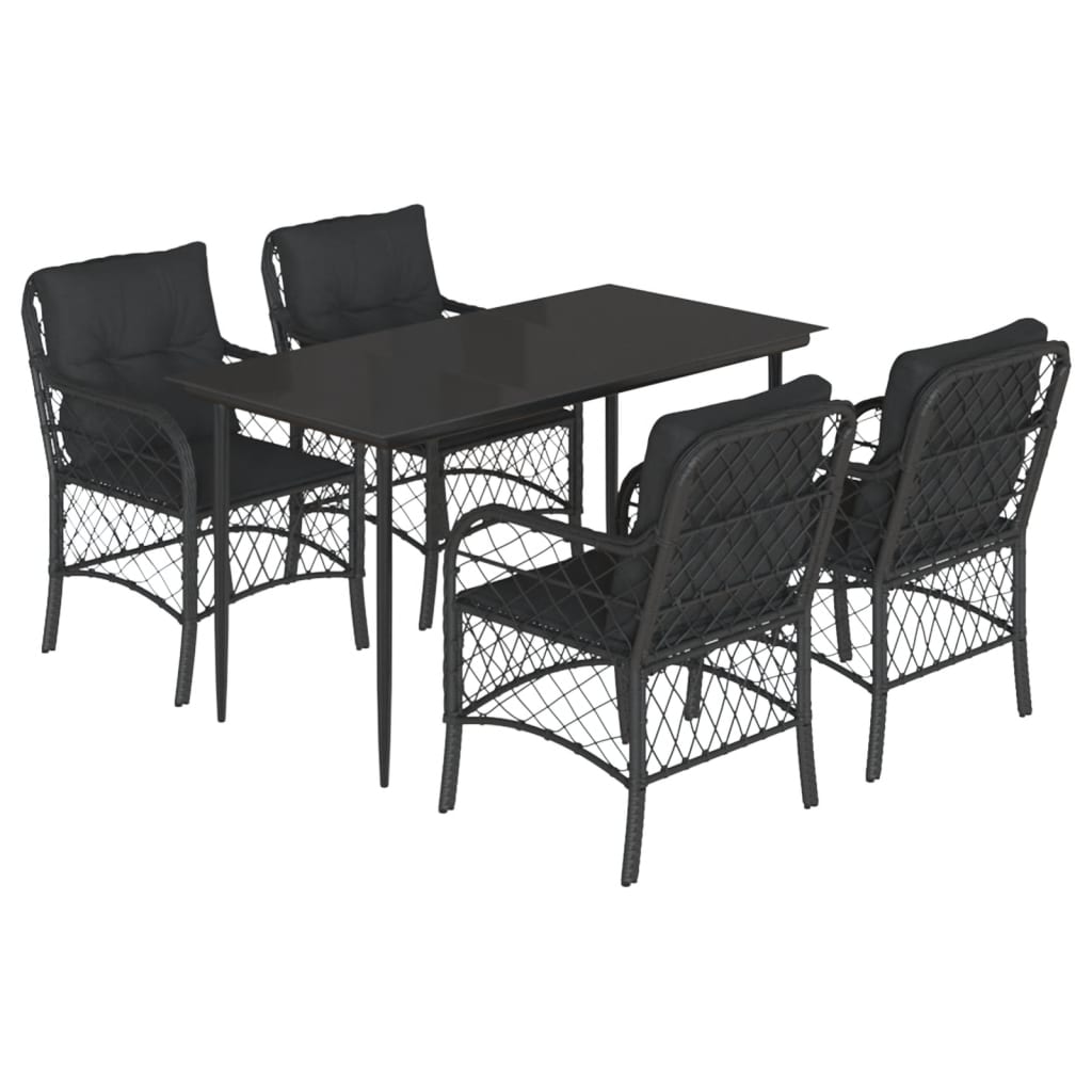 5-delige Tuinset met kussens poly rattan zwart is nu te koop bij PeponiXL, paradijselijk wonen!