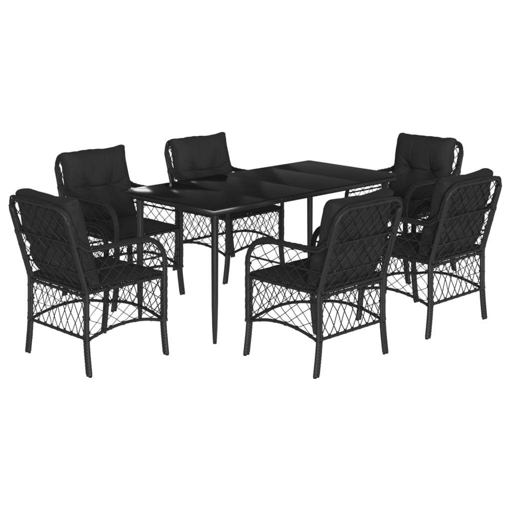 7-delige Tuinset met kussens poly rattan zwart is nu te koop bij PeponiXL, paradijselijk wonen!