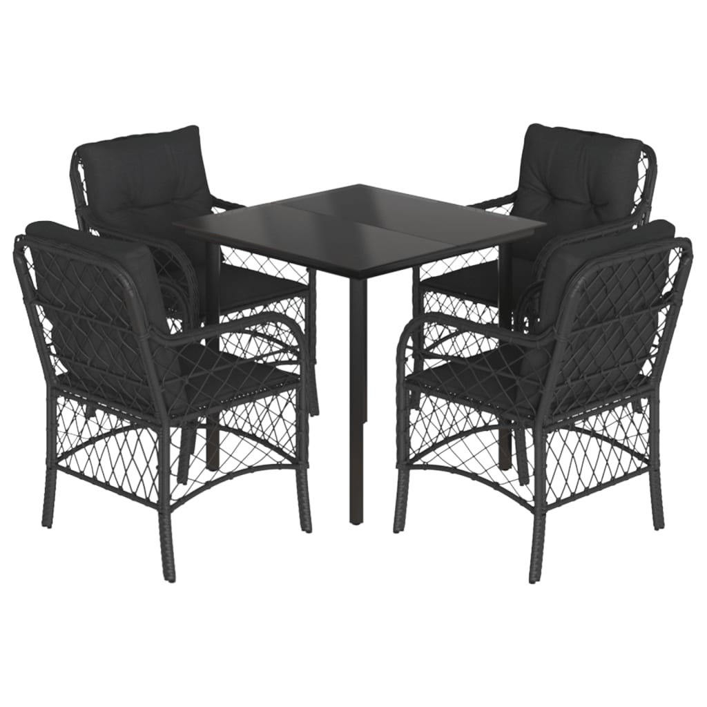 5-delige Tuinset met kussens poly rattan zwart is nu te koop bij PeponiXL, paradijselijk wonen!