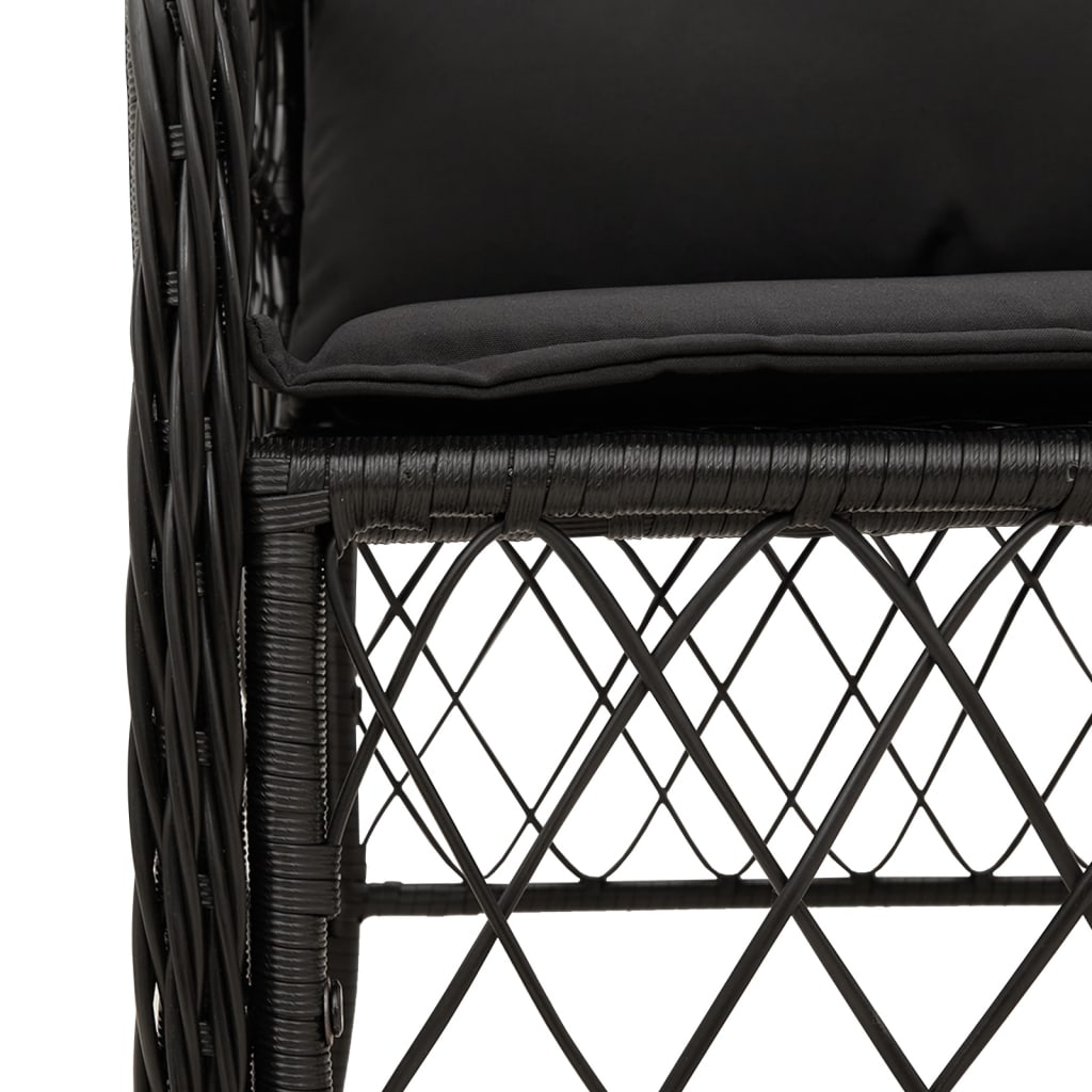 5-delige Tuinset met kussens poly rattan zwart is nu te koop bij PeponiXL, paradijselijk wonen!