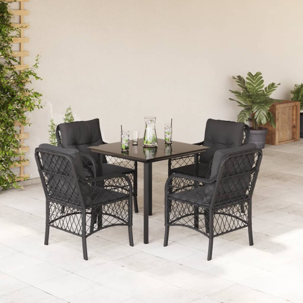 5-delige Tuinset met kussens poly rattan zwart is nu te koop bij PeponiXL, paradijselijk wonen!