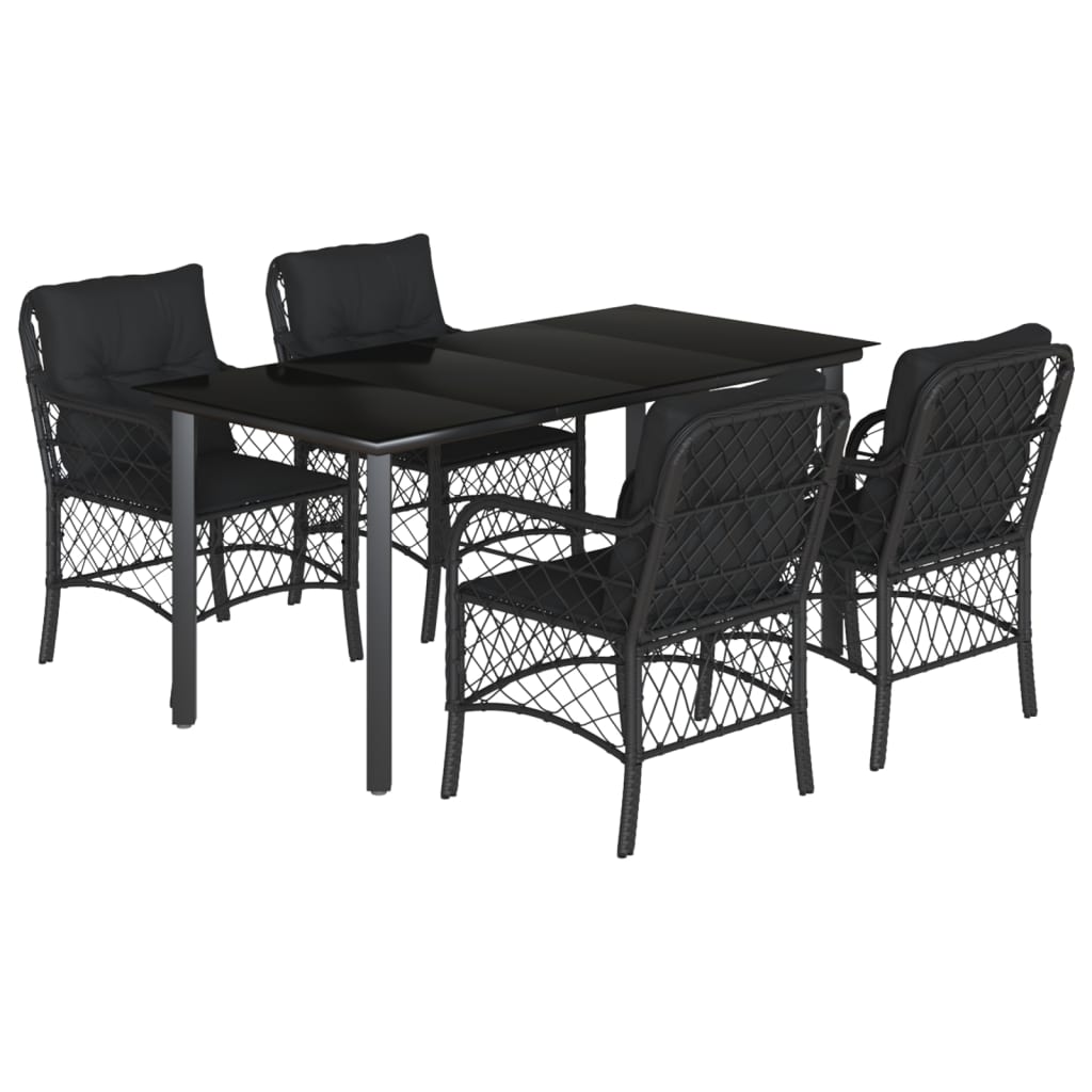 5-delige Tuinset met kussens poly rattan zwart is nu te koop bij PeponiXL, paradijselijk wonen!