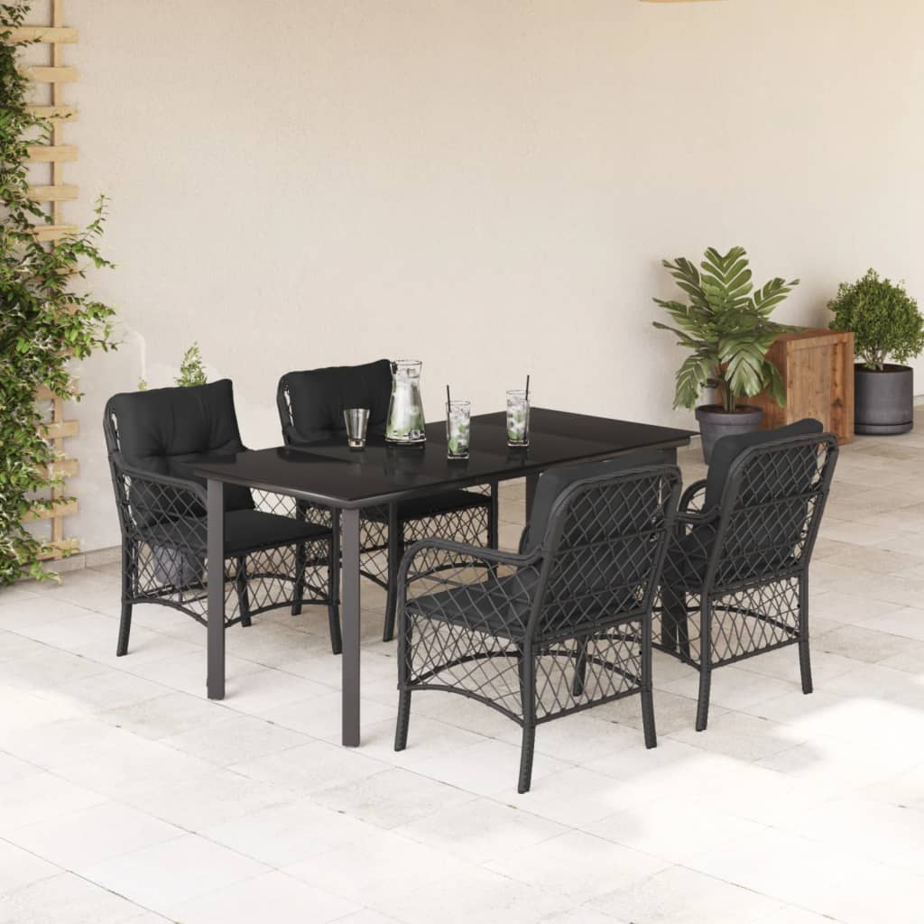5-delige Tuinset met kussens poly rattan zwart is nu te koop bij PeponiXL, paradijselijk wonen!