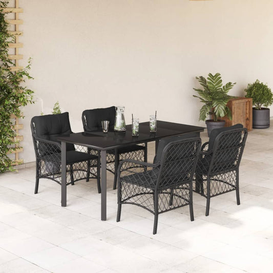 5-delige Tuinset met kussens poly rattan zwart is nu te koop bij PeponiXL, paradijselijk wonen!