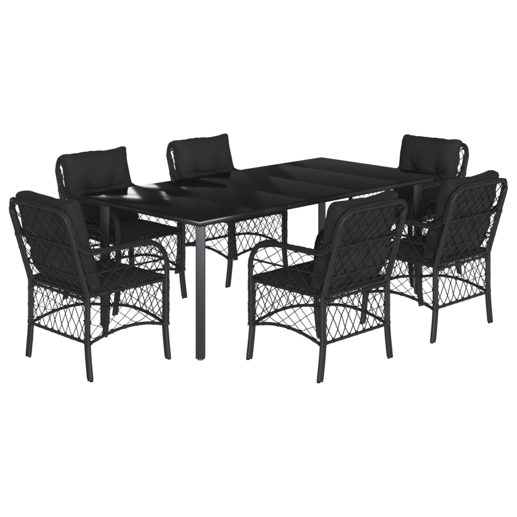 7-delige Tuinset met kussens poly rattan zwart is nu te koop bij PeponiXL, paradijselijk wonen!
