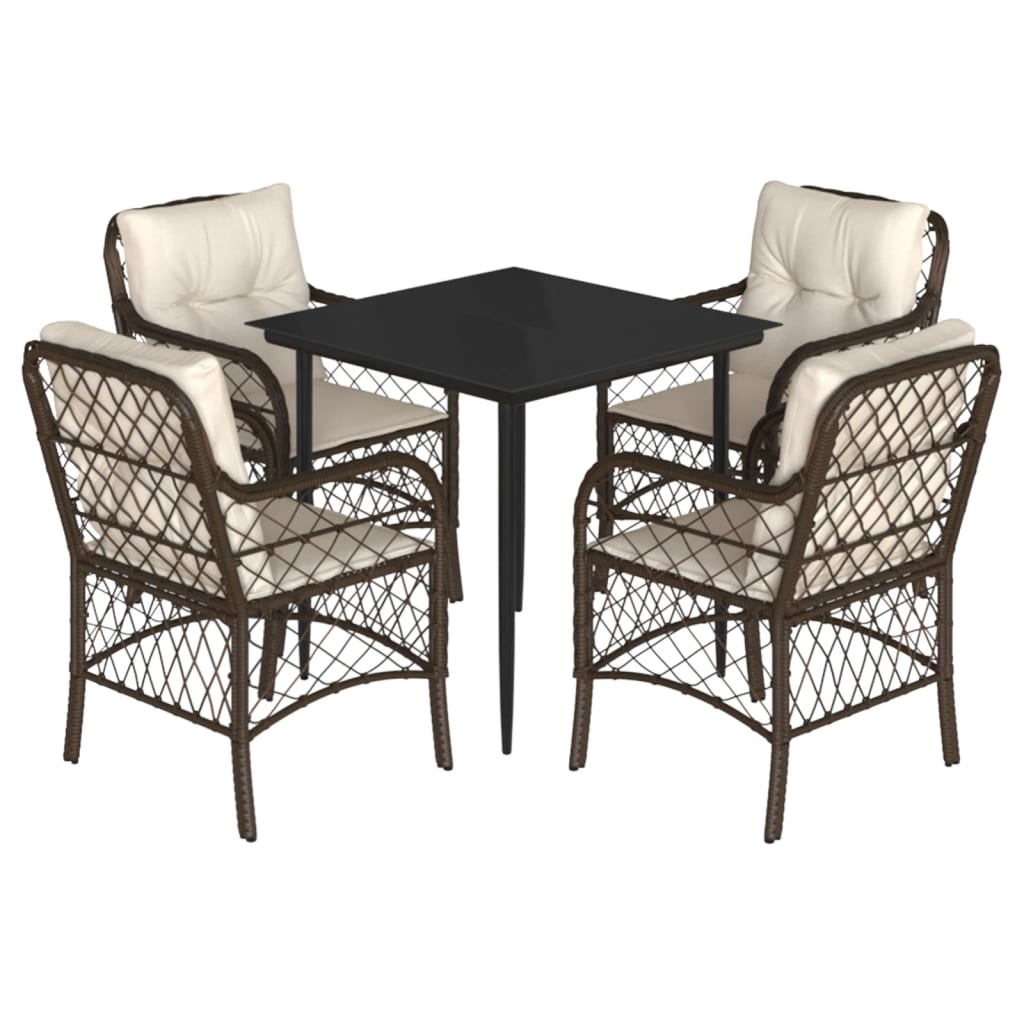 5-delige Tuinset met kussens poly rattan bruin is nu te koop bij PeponiXL, paradijselijk wonen!