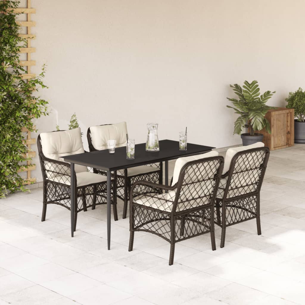 5-delige Tuinset met kussens poly rattan bruin is nu te koop bij PeponiXL, paradijselijk wonen!
