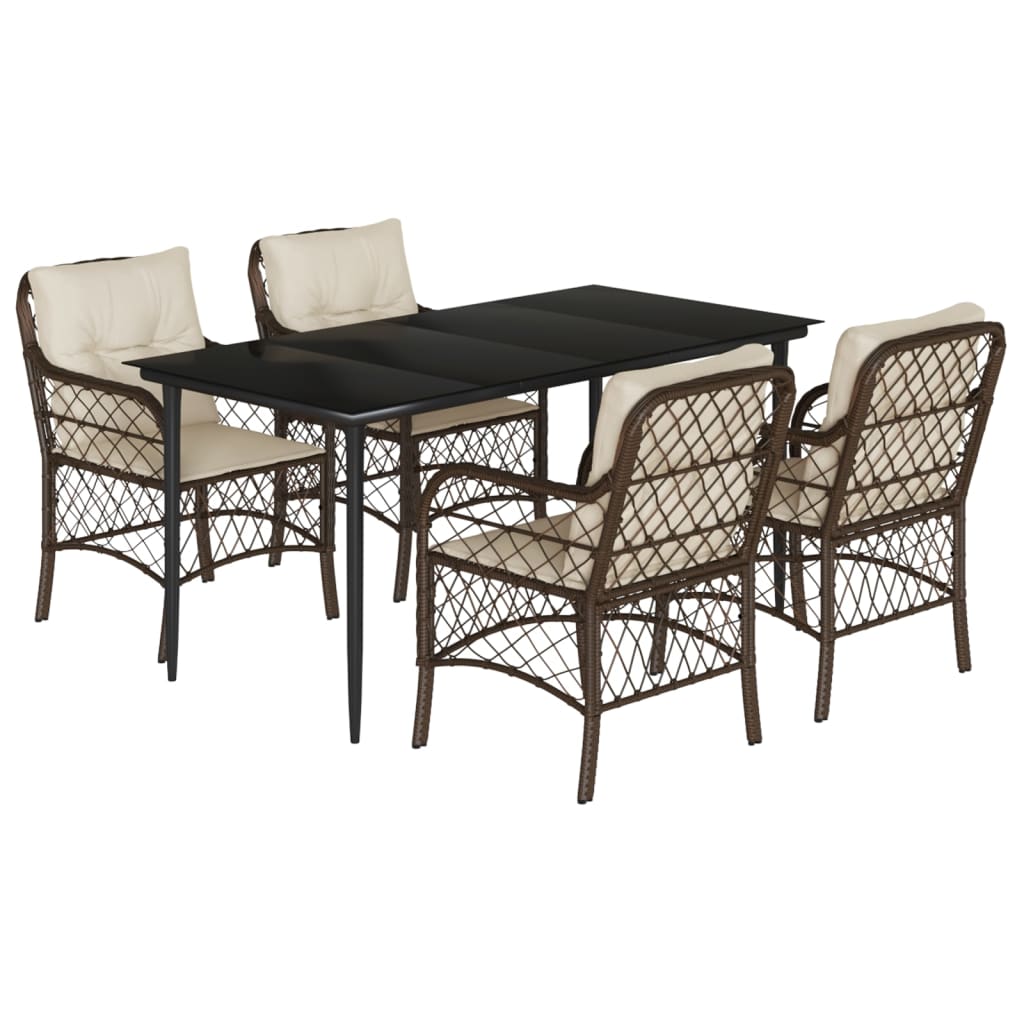 5-delige Tuinset met kussens poly rattan bruin is nu te koop bij PeponiXL, paradijselijk wonen!