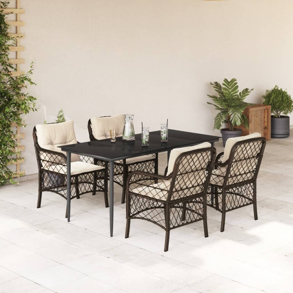 5-delige Tuinset met kussens poly rattan bruin is nu te koop bij PeponiXL, paradijselijk wonen!
