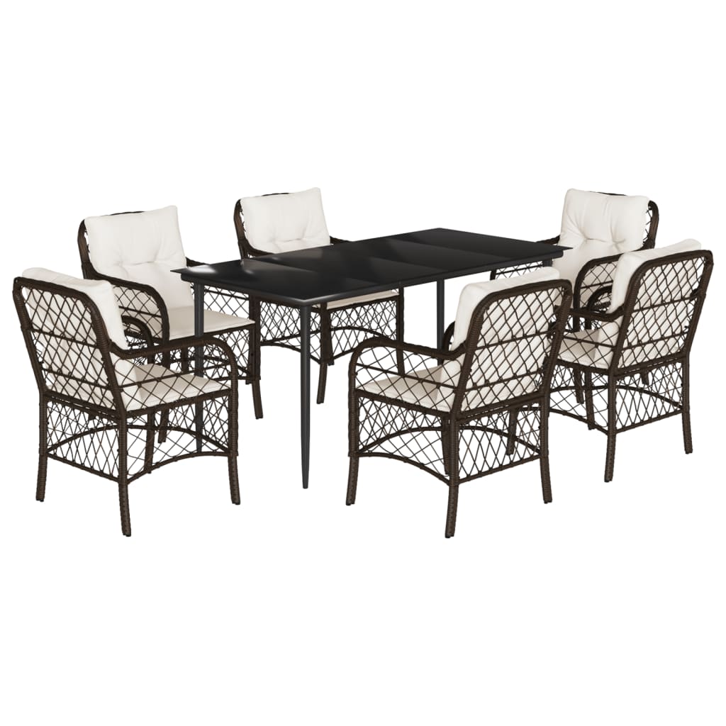 7-delige Tuinset met kussens poly rattan bruin is nu te koop bij PeponiXL, paradijselijk wonen!