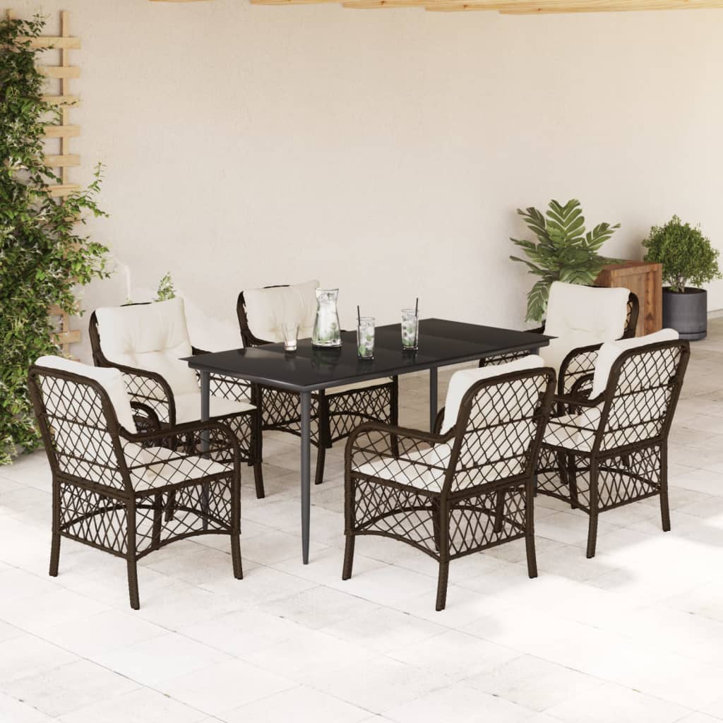7-delige Tuinset met kussens poly rattan bruin is nu te koop bij PeponiXL, paradijselijk wonen!