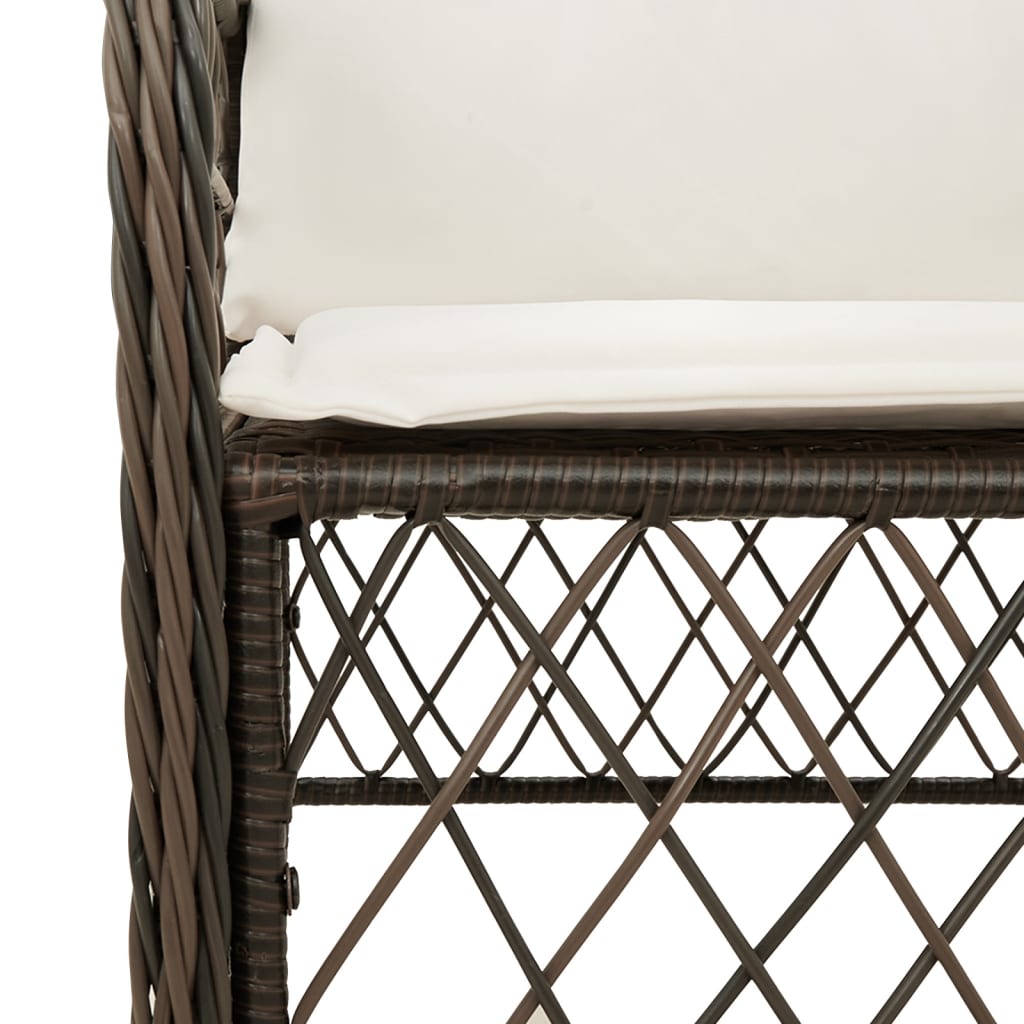 3-delige Bistroset met kussens poly rattan bruin is nu te koop bij PeponiXL, paradijselijk wonen!