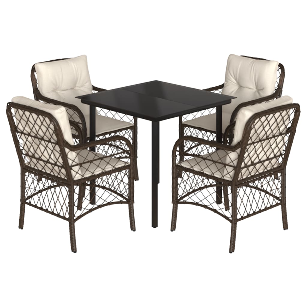 5-delige Tuinset met kussens poly rattan bruin is nu te koop bij PeponiXL, paradijselijk wonen!