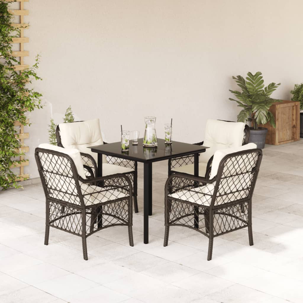 5-delige Tuinset met kussens poly rattan bruin is nu te koop bij PeponiXL, paradijselijk wonen!