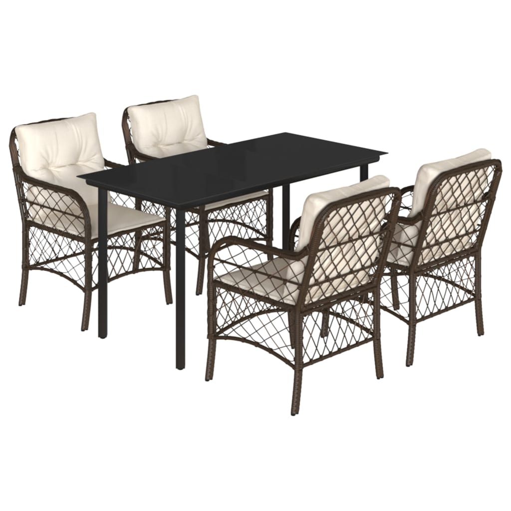 5-delige Tuinset met kussens poly rattan bruin is nu te koop bij PeponiXL, paradijselijk wonen!