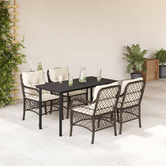 5-delige Tuinset met kussens poly rattan bruin is nu te koop bij PeponiXL, paradijselijk wonen!