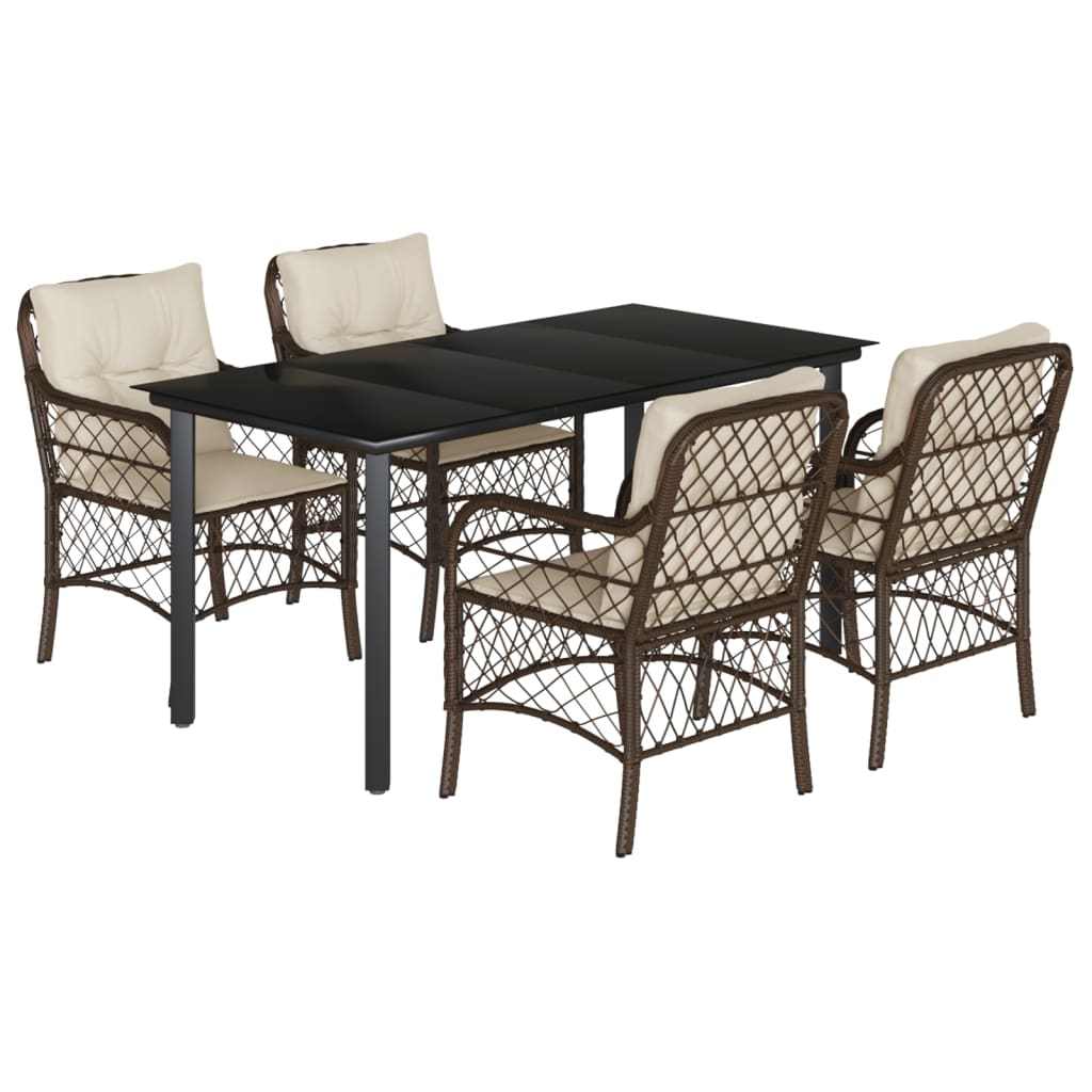5-delige Tuinset met kussens poly rattan bruin is nu te koop bij PeponiXL, paradijselijk wonen!