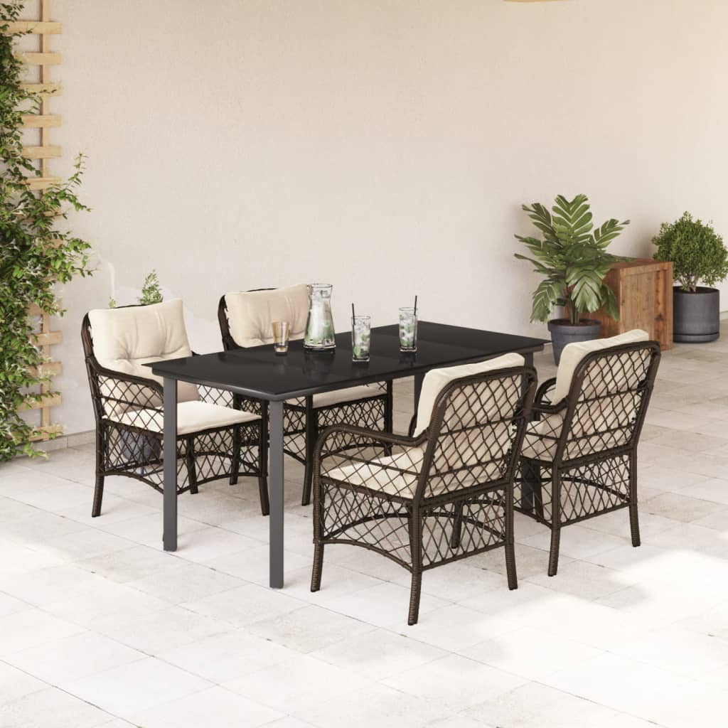 5-delige Tuinset met kussens poly rattan bruin is nu te koop bij PeponiXL, paradijselijk wonen!