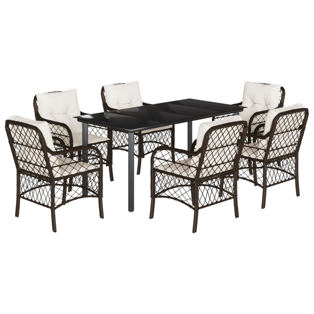 7-delige Tuinset met kussens poly rattan bruin is nu te koop bij PeponiXL, paradijselijk wonen!
