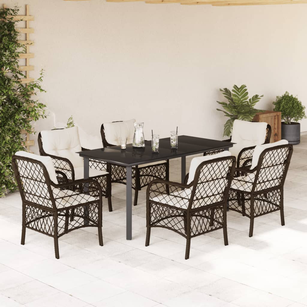 7-delige Tuinset met kussens poly rattan bruin is nu te koop bij PeponiXL, paradijselijk wonen!