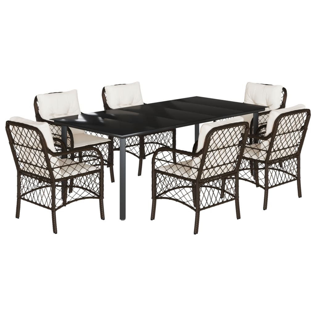 7-delige Tuinset met kussens poly rattan bruin is nu te koop bij PeponiXL, paradijselijk wonen!