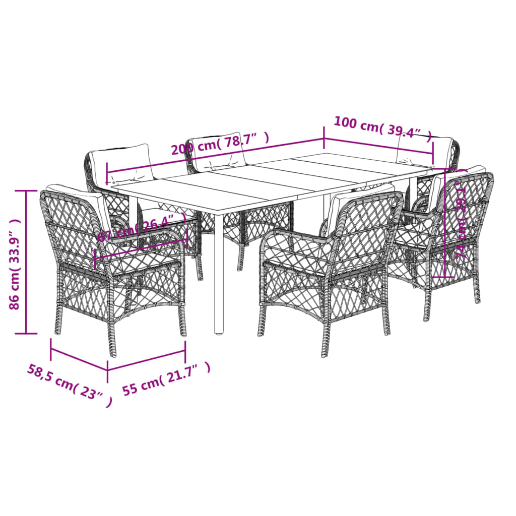 7-delige Tuinset met kussens poly rattan bruin is nu te koop bij PeponiXL, paradijselijk wonen!