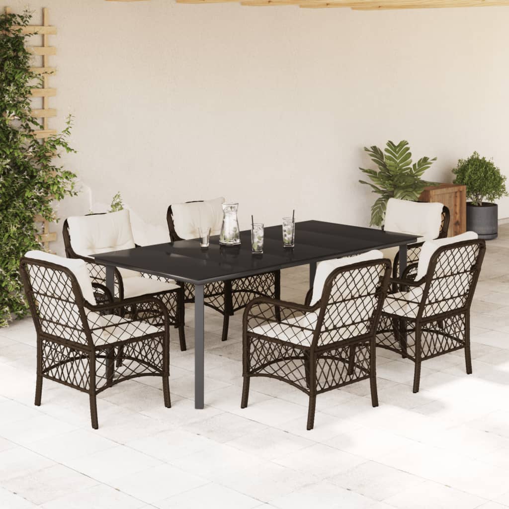 7-delige Tuinset met kussens poly rattan bruin is nu te koop bij PeponiXL, paradijselijk wonen!