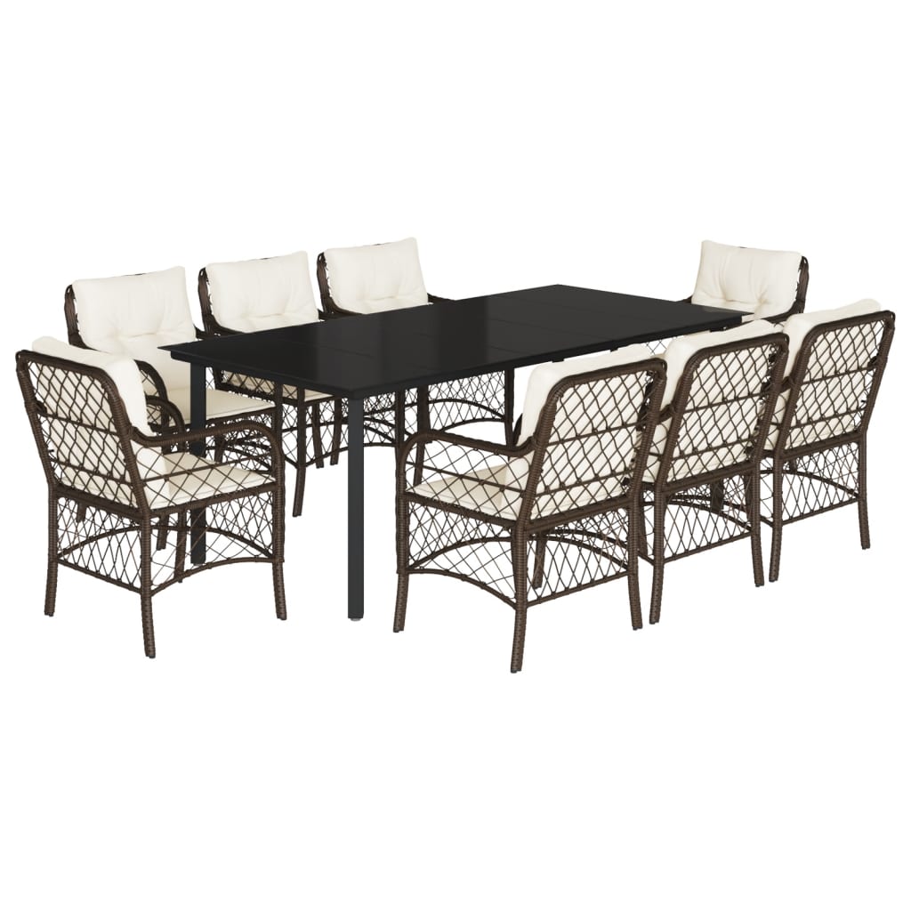 9-delige Tuinset met kussens poly rattan bruin is nu te koop bij PeponiXL, paradijselijk wonen!