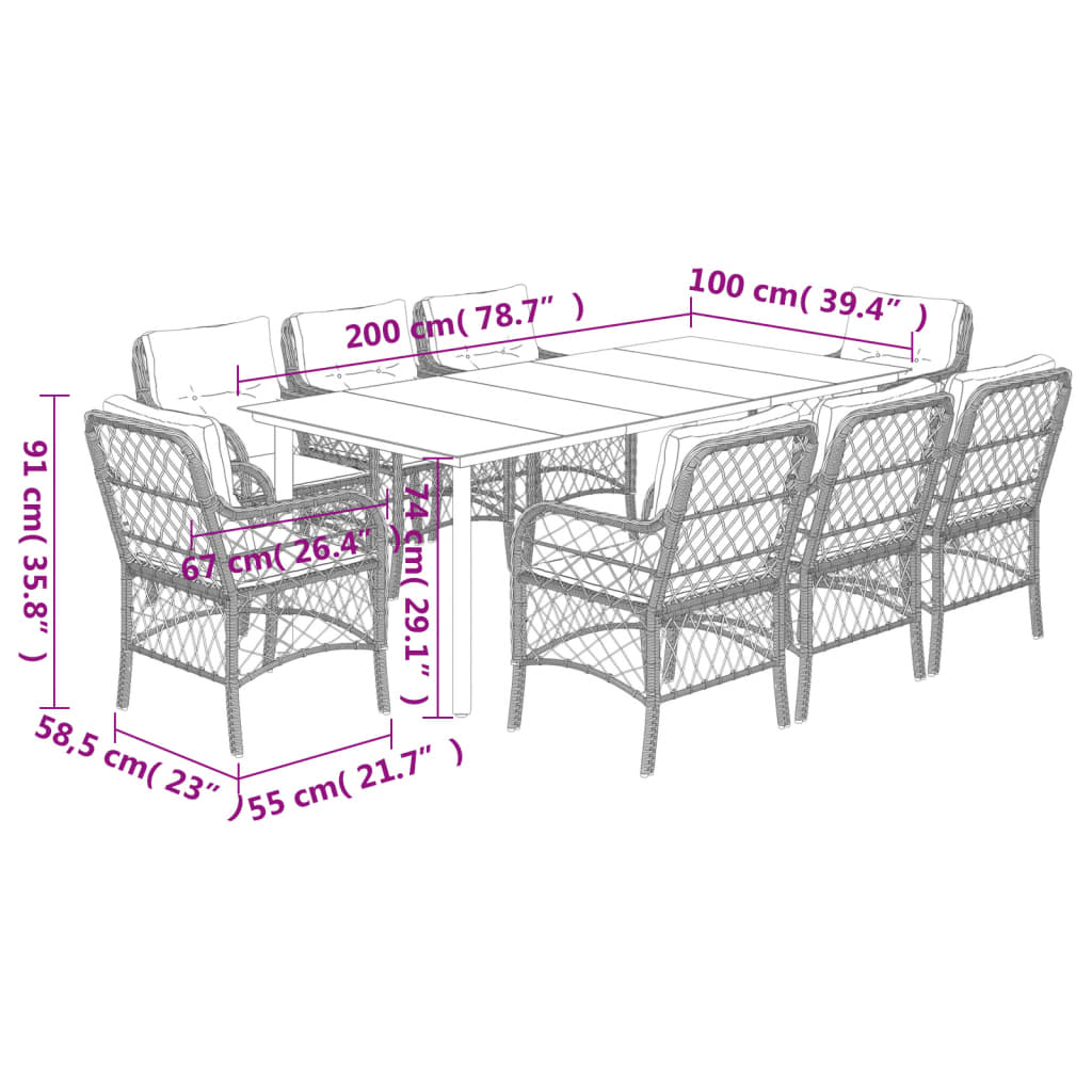 9-delige Tuinset met kussens poly rattan bruin is nu te koop bij PeponiXL, paradijselijk wonen!