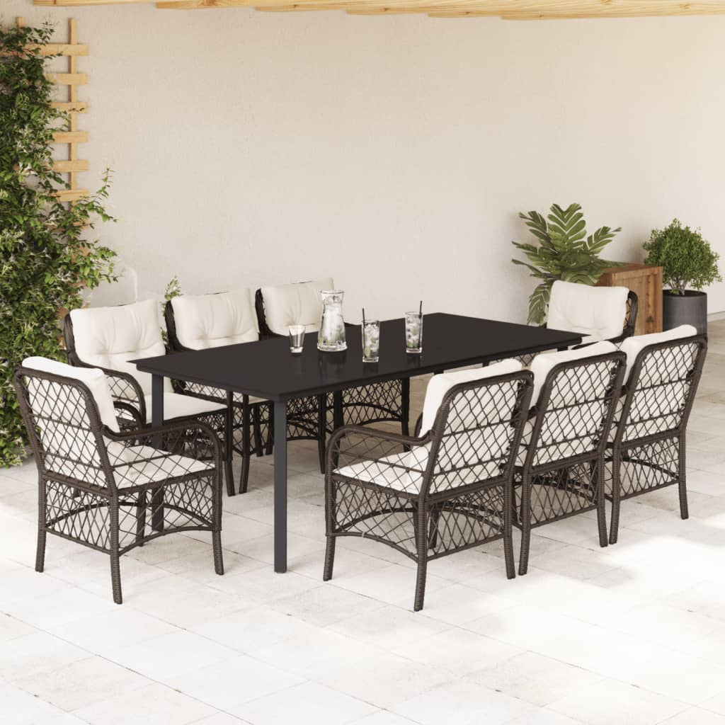 9-delige Tuinset met kussens poly rattan bruin is nu te koop bij PeponiXL, paradijselijk wonen!