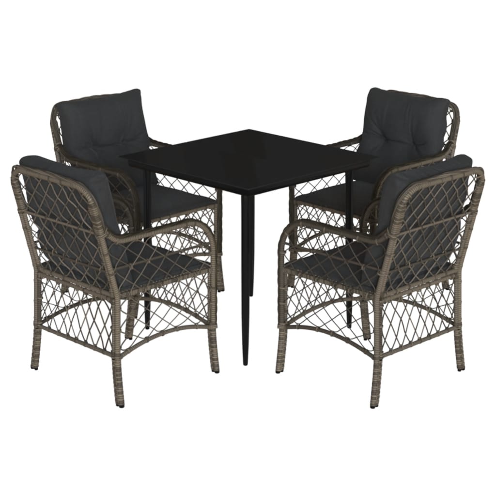 5-delige Tuinset met kussens poly rattan grijs is nu te koop bij PeponiXL, paradijselijk wonen!