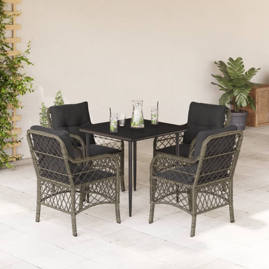 5-delige Tuinset met kussens poly rattan grijs is nu te koop bij PeponiXL, paradijselijk wonen!