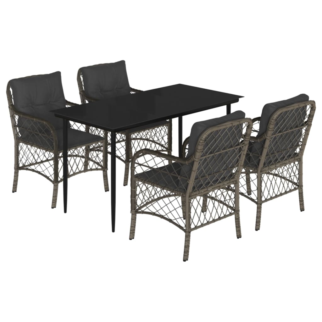 5-delige Tuinset met kussens poly rattan grijs is nu te koop bij PeponiXL, paradijselijk wonen!