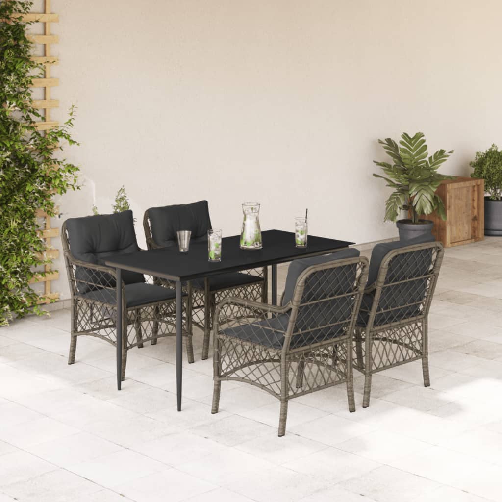 5-delige Tuinset met kussens poly rattan grijs is nu te koop bij PeponiXL, paradijselijk wonen!