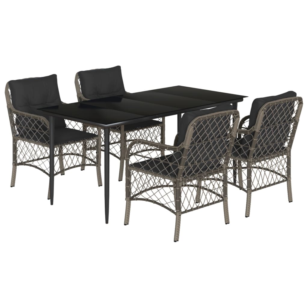 5-delige Tuinset met kussens poly rattan grijs is nu te koop bij PeponiXL, paradijselijk wonen!
